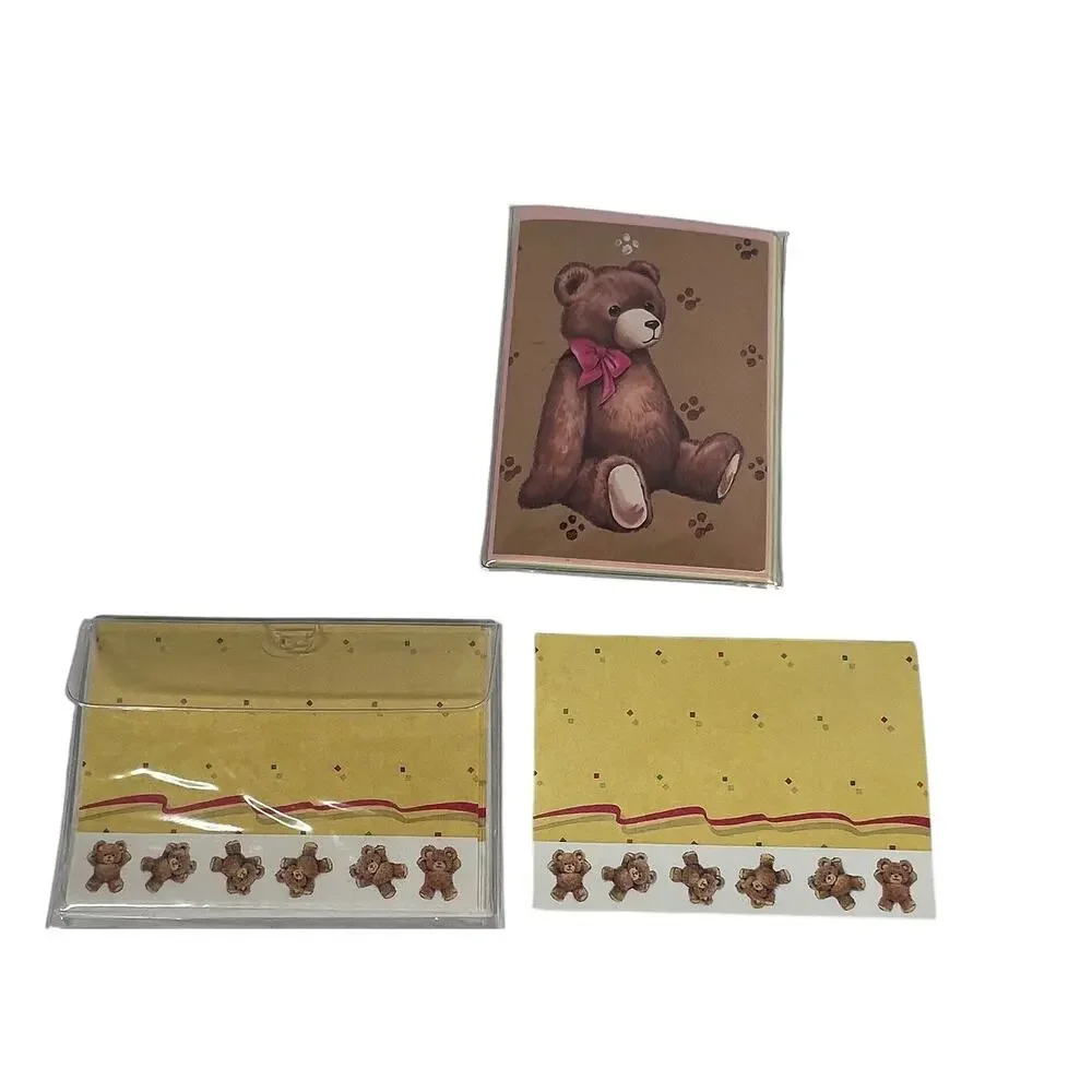 SMALL WORLD GREETINGS Teddy Bear Note Cards Envelopes Vintage 1980s Stationery